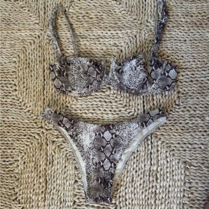 Monday Swimwear Clovelly Top M and Byron Bottom M Snakeskin Print Bikini Set